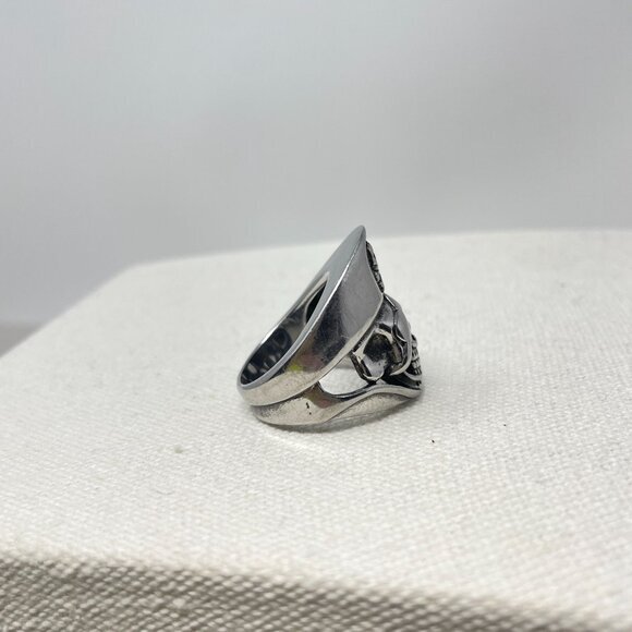 Pirate Skull Ring Stainless Steel Size‎ 9 Biker Goth Punk Metal Silver-Tone - Picture 5 of 8